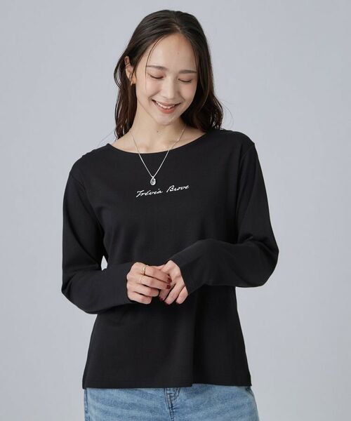 SHOO・LA・RUE / シューラルー カットソー | 【UVカット】大人上品スムース長袖ロゴプリントTシャツ | 詳細13