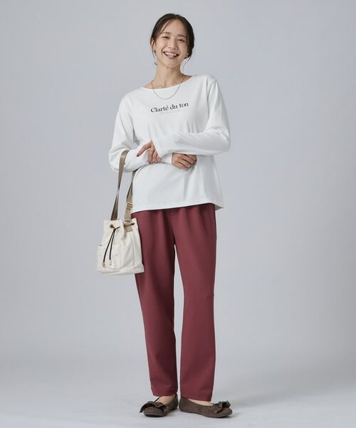 SHOO・LA・RUE / シューラルー カットソー | 【UVカット】大人上品スムース長袖ロゴプリントTシャツ | 詳細3
