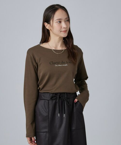 SHOO・LA・RUE / シューラルー カットソー | 【UVカット】大人上品スムース長袖ロゴプリントTシャツ | 詳細5