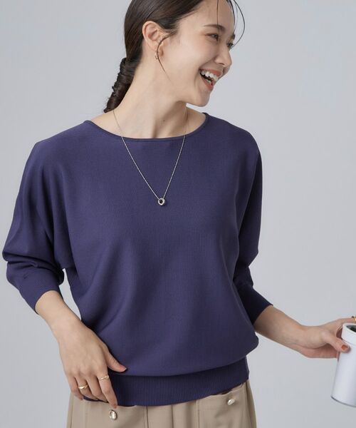 SHOO・LA・RUE / シューラルー ニット・セーター | 【洗濯機可】軽やかでさらっとしたタッチ すっきり見えドルマンニット（ネイビー(094)）