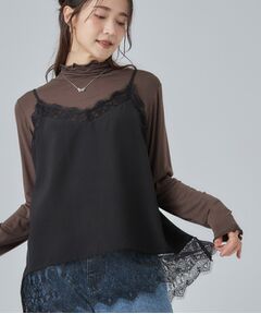 SHOO・LA・RUE / シューラルー カットソー | 【洗濯機可/S-LL】体型カバーしながらこなれ見え。レース付きキャミソール