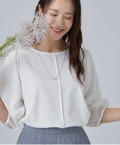 SHOO・LA・RUE / シューラルー カットソー | 袖シアー切り替えラウンドネックプルオーバー
