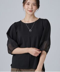 SHOO・LA・RUE / シューラルー カットソー | 袖シアー切り替えラウンドネックプルオーバー