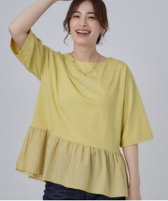 SHOO・LA・RUE / シューラルー Tシャツ | 裾布帛切り替え ペプラム刺繍Tシャツ