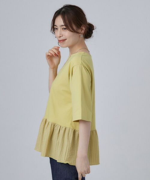 SHOO・LA・RUE / シューラルー Tシャツ | 裾布帛切り替え ペプラム刺繍Tシャツ | 詳細10
