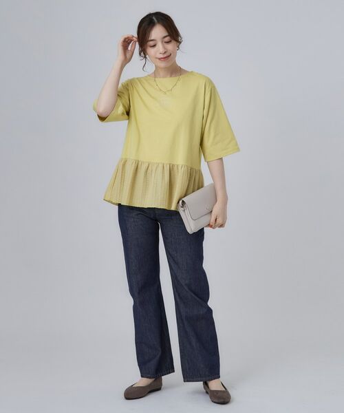 SHOO・LA・RUE / シューラルー Tシャツ | 裾布帛切り替え ペプラム刺繍Tシャツ | 詳細11