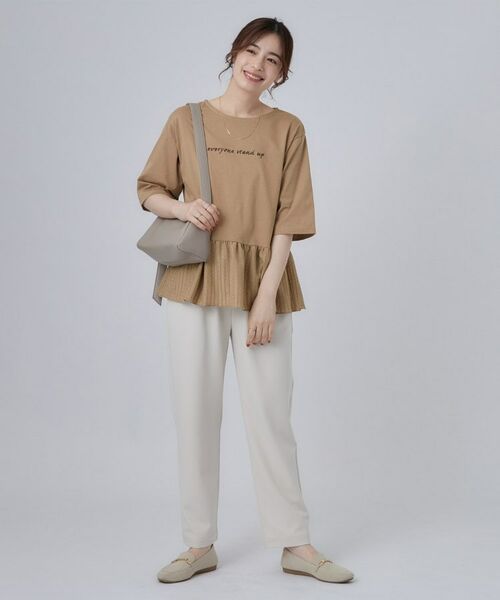 SHOO・LA・RUE / シューラルー Tシャツ | 裾布帛切り替え ペプラム刺繍Tシャツ | 詳細15