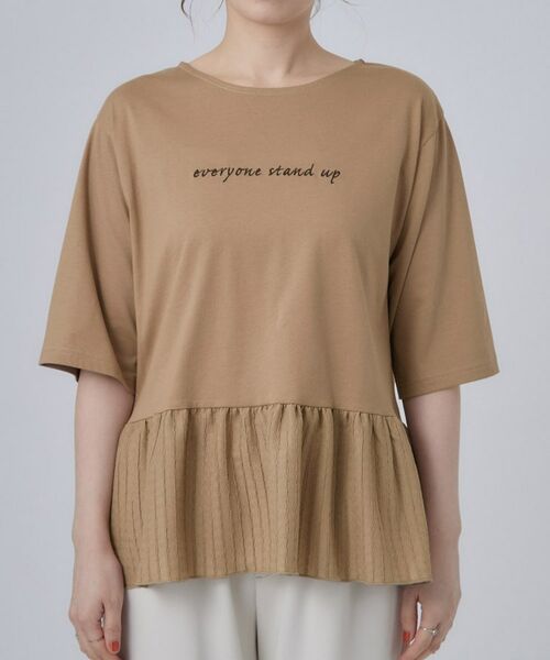 SHOO・LA・RUE / シューラルー Tシャツ | 裾布帛切り替え ペプラム刺繍Tシャツ | 詳細17