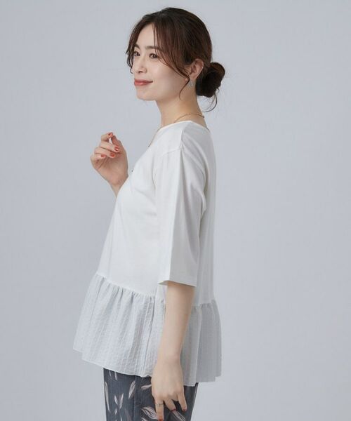SHOO・LA・RUE / シューラルー Tシャツ | 裾布帛切り替え ペプラム刺繍Tシャツ | 詳細2