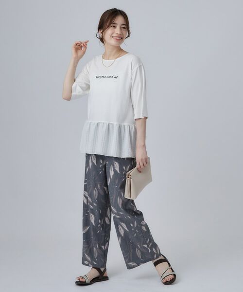 SHOO・LA・RUE / シューラルー Tシャツ | 裾布帛切り替え ペプラム刺繍Tシャツ | 詳細3