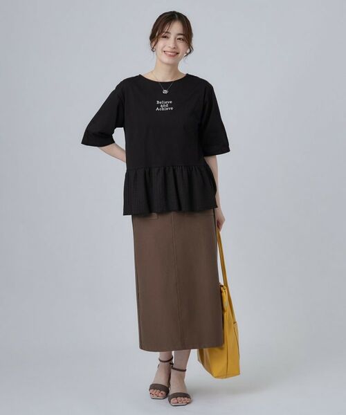 SHOO・LA・RUE / シューラルー Tシャツ | 裾布帛切り替え ペプラム刺繍Tシャツ | 詳細7