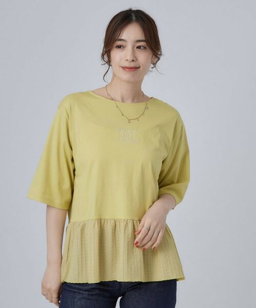 SHOO・LA・RUE / シューラルー Tシャツ | 裾布帛切り替え ペプラム刺繍Tシャツ | 詳細9