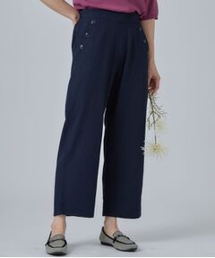 SHOO・LA・RUE / シューラルー ショート・ハーフ・半端丈パンツ | 【ひんやり/S-LL/洗濯機可】ボタンがアクセント ストレートクロップドパンツ