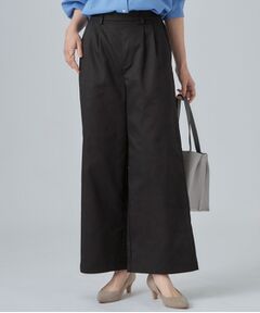 SHOO・LA・RUE / シューラルー パンツ | 【洗濯機可/S-LL】ナチュラルな着こなしに。綿混タックチノワイドパンツ