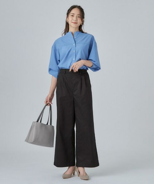 SHOO・LA・RUE / シューラルー パンツ | 【洗濯機可/S-LL】ナチュラルな着こなしに。綿混タックチノワイドパンツ | 詳細3
