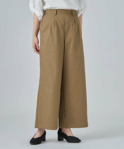 SHOO・LA・RUE / シューラルー パンツ | 【洗濯機可/S-LL】ナチュラルな着こなしに。綿混タックチノワイドパンツ | 詳細5