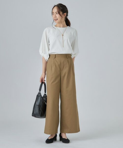SHOO・LA・RUE / シューラルー パンツ | 【洗濯機可/S-LL】ナチュラルな着こなしに。綿混タックチノワイドパンツ | 詳細7
