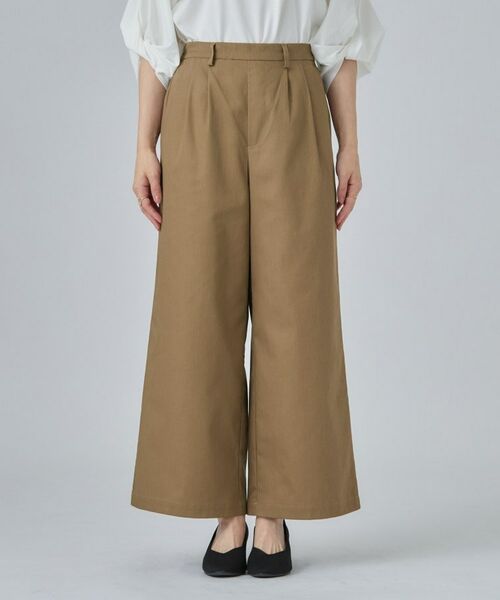SHOO・LA・RUE / シューラルー パンツ | 【洗濯機可/S-LL】ナチュラルな着こなしに。綿混タックチノワイドパンツ | 詳細9