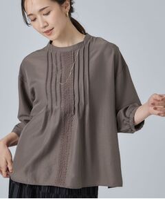 SHOO・LA・RUE / シューラルー シャツ・ブラウス | 【S-LL/洗濯機可】1枚で華やかに フロントレース7分袖ブラウス