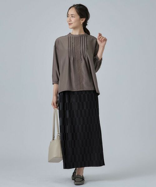 SHOO・LA・RUE / シューラルー シャツ・ブラウス | 【S-LL/洗濯機可】1枚で華やかに フロントレース7分袖ブラウス | 詳細3