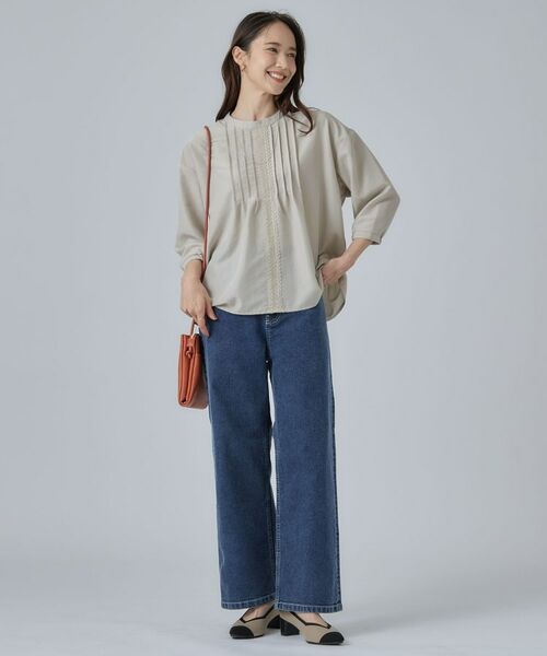 SHOO・LA・RUE / シューラルー シャツ・ブラウス | 【S-LL/洗濯機可】1枚で華やかに フロントレース7分袖ブラウス | 詳細7