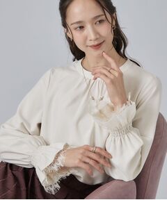 SHOO・LA・RUE / シューラルー シャツ・ブラウス | 【S-LL/洗濯機可】お袖レースで華やぐ。フェミニンブラウス