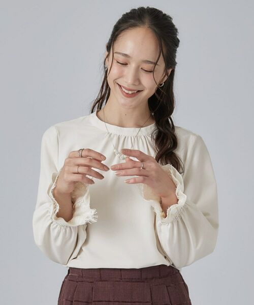 SHOO・LA・RUE / シューラルー シャツ・ブラウス | 【S-LL/洗濯機可】お袖レースで華やぐ。フェミニンブラウス | 詳細1