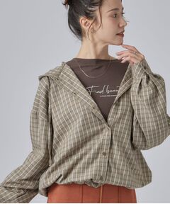 SHOO・LA・RUE / シューラルー シャツ・ブラウス | 裾ドロスト フードチェックシャツ