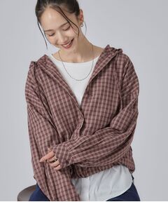 SHOO・LA・RUE / シューラルー シャツ・ブラウス | 裾ドロスト フードチェックシャツ
