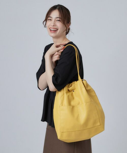SHOO・LA・RUE / シューラルー トートバッグ | つまみハンドル巾着トートバッグ（イエロー(032)）