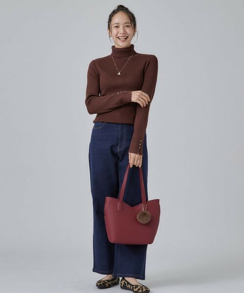 SHOO・LA・RUE / シューラルー トートバッグ | フェイクファーポンポン付きカッティングトートバッグ | 詳細6