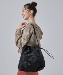 SHOO・LA・RUE / シューラルー ショルダーバッグ | 光沢生地口元絞りショルダーバッグ