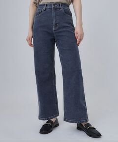 SHOO・LA・RUE / シューラルー デニムパンツ | 【ストレッチ／色落ちしにくいネイビー】脚がまっすぐきれいに見えるワイドストレートデニムパンツ