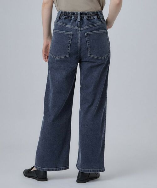 SHOO・LA・RUE / シューラルー デニムパンツ | 【ストレッチ/色落ちしにくいネイビー】脚がまっすぐきれいに見えるワイドストレートデニムパンツ | 詳細10
