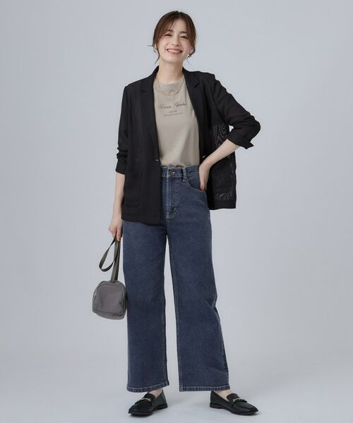 SHOO・LA・RUE / シューラルー デニムパンツ | 【ストレッチ/色落ちしにくいネイビー】脚がまっすぐきれいに見えるワイドストレートデニムパンツ | 詳細11
