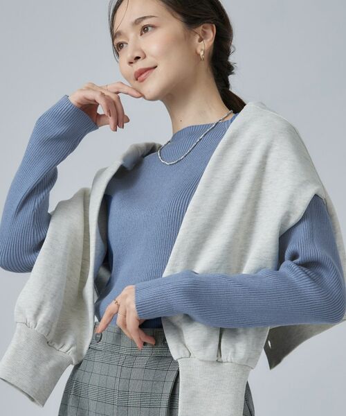 SHOO・LA・RUE / シューラルー ニット・セーター | ちくちくしにくいリブハイネックニット(ブルー(892))