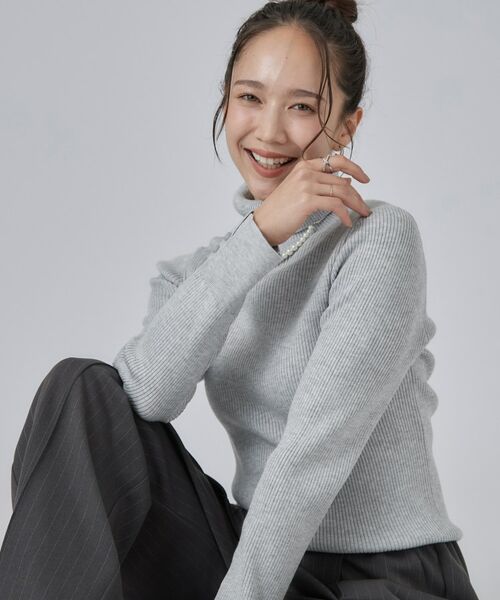 SHOO・LA・RUE / シューラルー ニット・セーター | ちくちくしにくいリブタートルニット(ライトグレー(011))