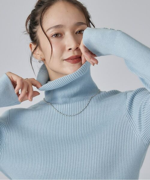 SHOO・LA・RUE / シューラルー ニット・セーター | ちくちくしにくいリブタートルニット(ブルー(891))