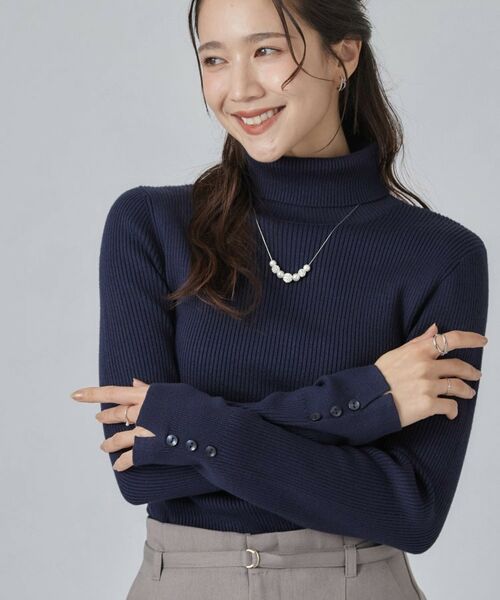 SHOO・LA・RUE / シューラルー ニット・セーター | ちくちくしにくいリブタートルニット(ネイビー(894))