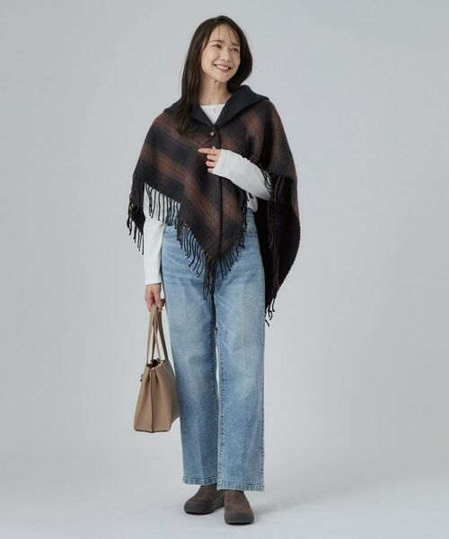 SHOO・LA・RUE / シューラルー マフラー・ショール・スヌード・ストール | 【リバーシブル】チェック×無地ケープ | 詳細19