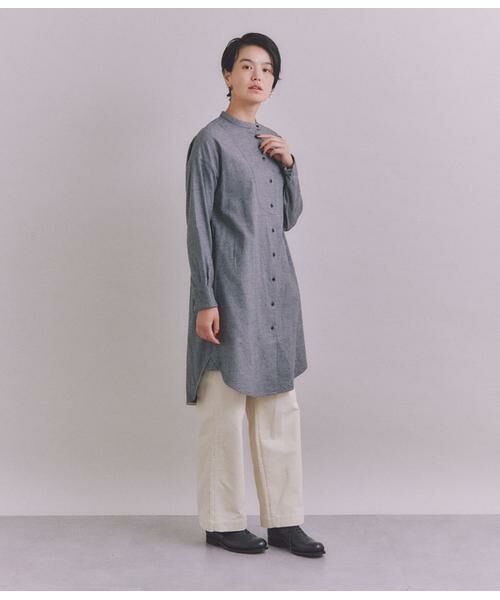 SIPULI / シプリ ミニ丈・ひざ丈ワンピース | Organic Cotton Soft Viyella ブザムシャツワンピース | 詳細7