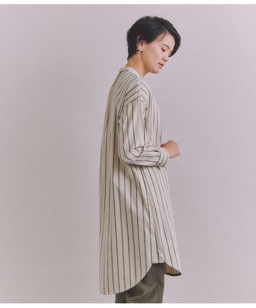 SIPULI / シプリ ミニ丈・ひざ丈ワンピース | Organic Cotton Stripe ブザムシャツワンピース | 詳細1