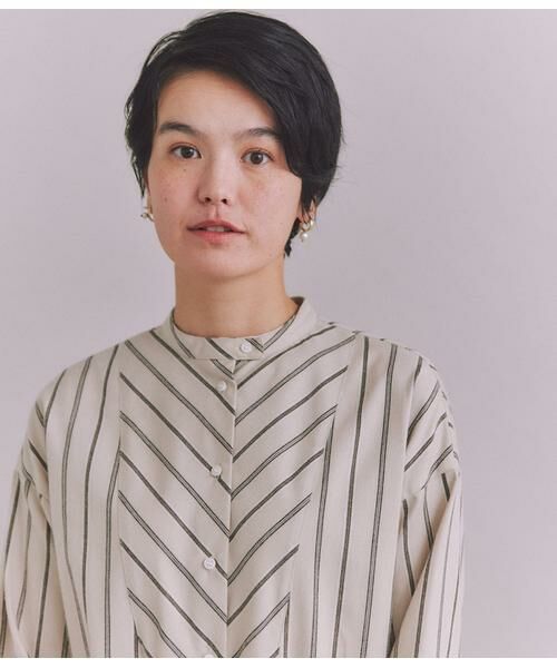 SIPULI / シプリ ミニ丈・ひざ丈ワンピース | Organic Cotton Stripe ブザムシャツワンピース | 詳細3