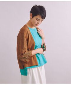 Gima Boucle Knit 透かし柄スリーブ 着流しカーディガン