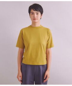 ［Elama］Organic Cotton Cross Jersey 5分袖モックネックプルオーバー