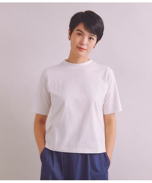 SIPULI / シプリ Tシャツ | ［Elama］Organic Cotton Cross Jersey 5分袖モックネックプルオーバー | 詳細1