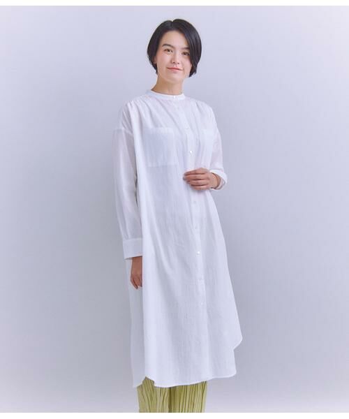 SIPULI/シプリ Slab Yarn Cotton Lawn ボリュームシャツドレス ホワイト 2 SIPULI/シプリ Slab Yarn Cotton Lawn ボリュームシャツドレス ホワイト 2