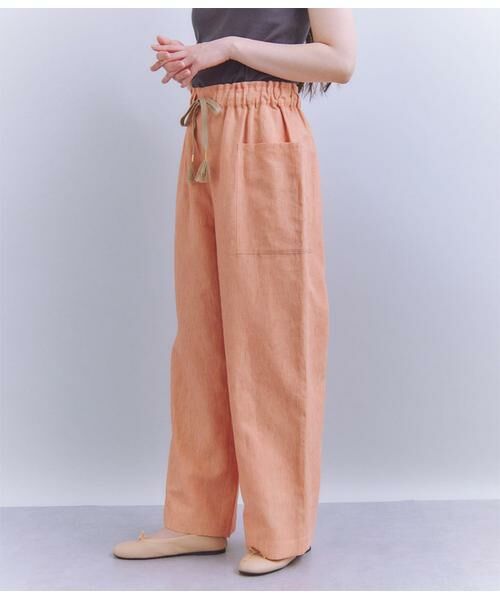 SIPULI/シプリ Linen Chambray ドロストサイドポケットパンツ オレンジ 1 SIPULI/シプリ Linen Chambray ドロストサイドポケットパンツ オレンジ 1