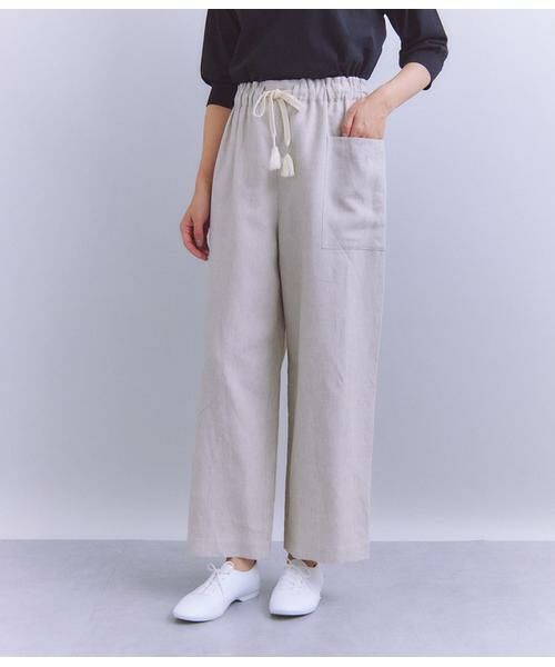 SIPULI/シプリ Linen Chambray ドロストサイドポケットパンツ アイボリー 2 SIPULI/シプリ Linen Chambray ドロストサイドポケットパンツ アイボリー 2