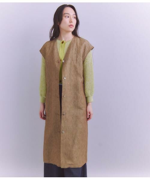 SIPULI/シプリ Linen Chambray ロングジレワンピース ブラウン 2 SIPULI/シプリ Linen Chambray ロングジレワンピース ブラウン 2
